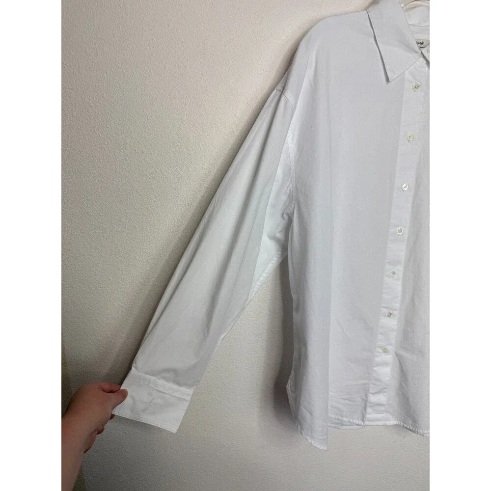 Madewell XL Oversized Button-Up Shirt White Cotton Oxford Long Sleeve Pocket NWT - Picture 6 of 14